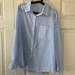 SHEIN Blue and White Striped Cover-up